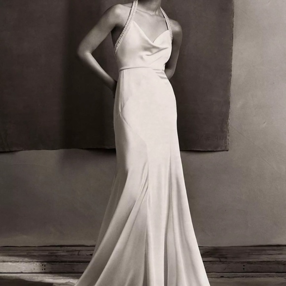 BHLDN JOHANNA PEARL STRAP SATIN WEDDING GOWN